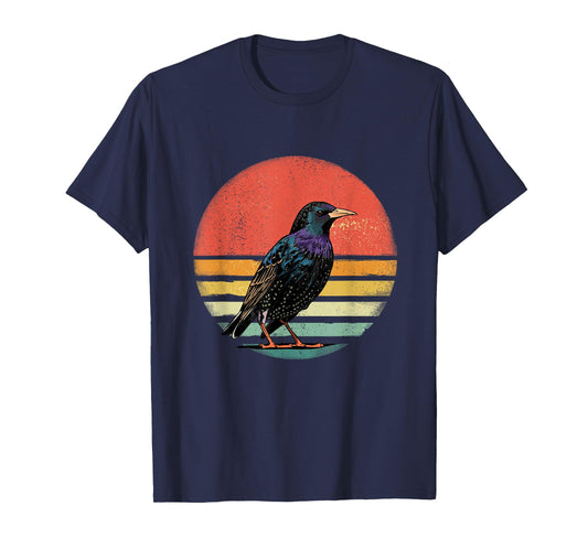 Retro Starling Bird Shirt Animal Birdwatcher Bird Lover T-Shirt