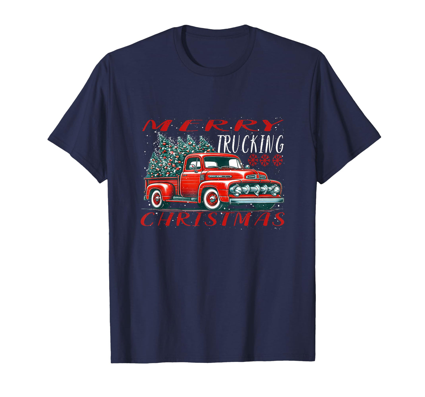 Red Retro Truck with Christmas tree T-Shirt