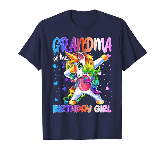 Grandma of the Birthday Princess Girl Dabbing Unicorn T-Shirt