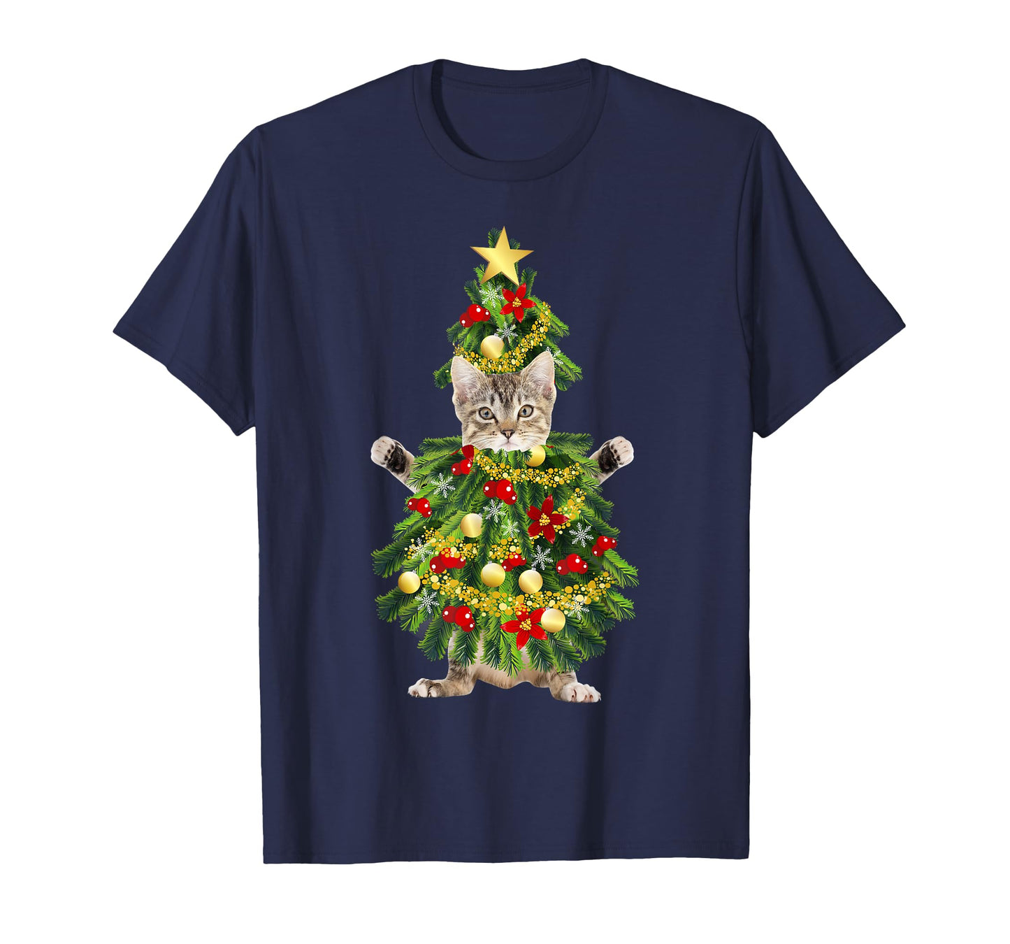 Funny Xmas Holiday Cat Christmas Tree for Cat Kitten Lovers T-Shirt for Men Women