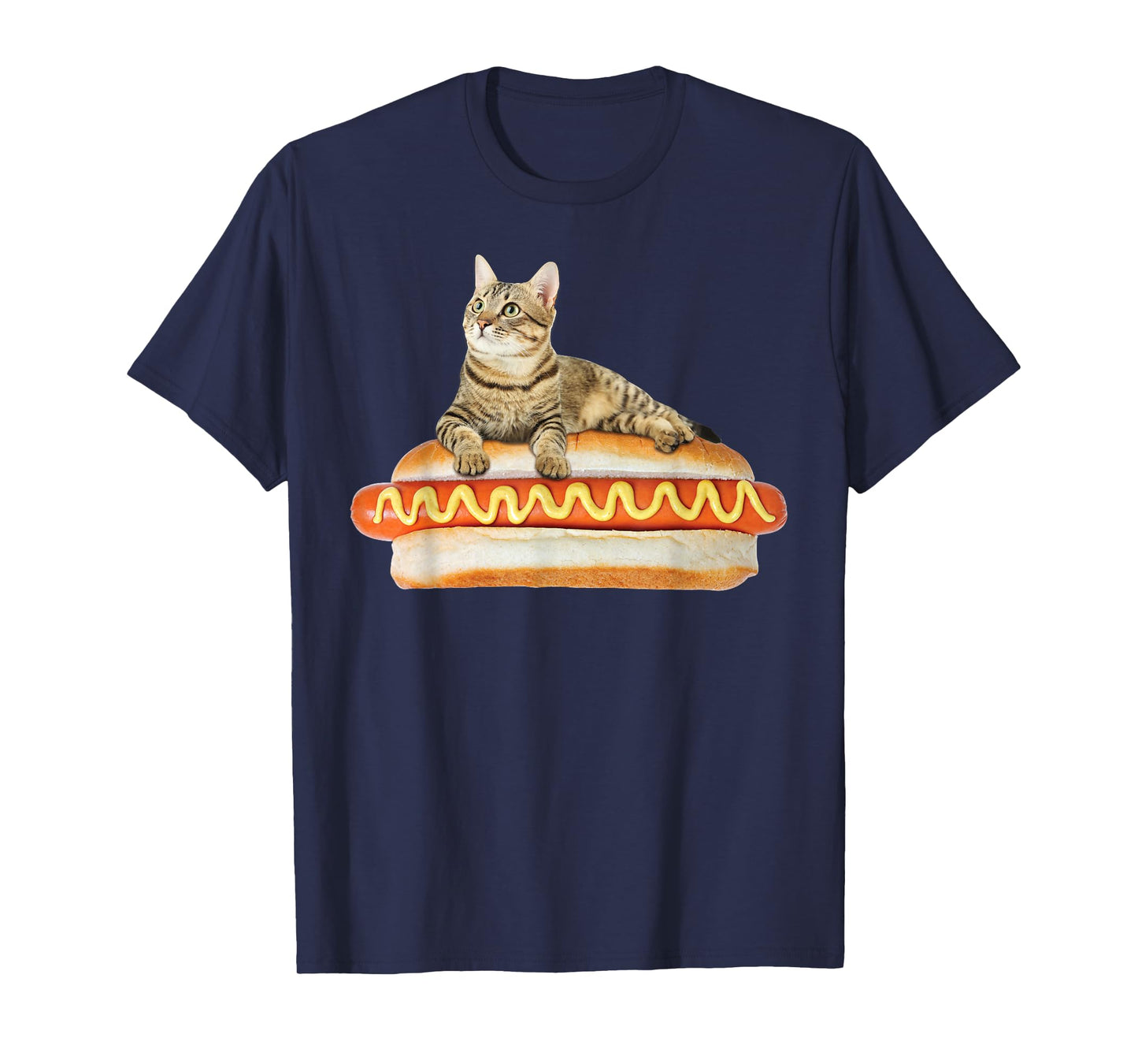 Funny Hot Dog Cat Tshirt by Zany Brainy, Cute Kitty Food Tee T-Shirt