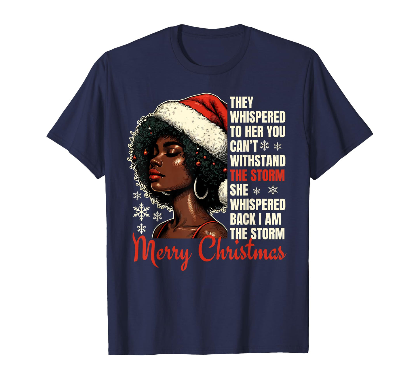 Christmas African American Black Woman Xmas Women Girls T-Shirt
