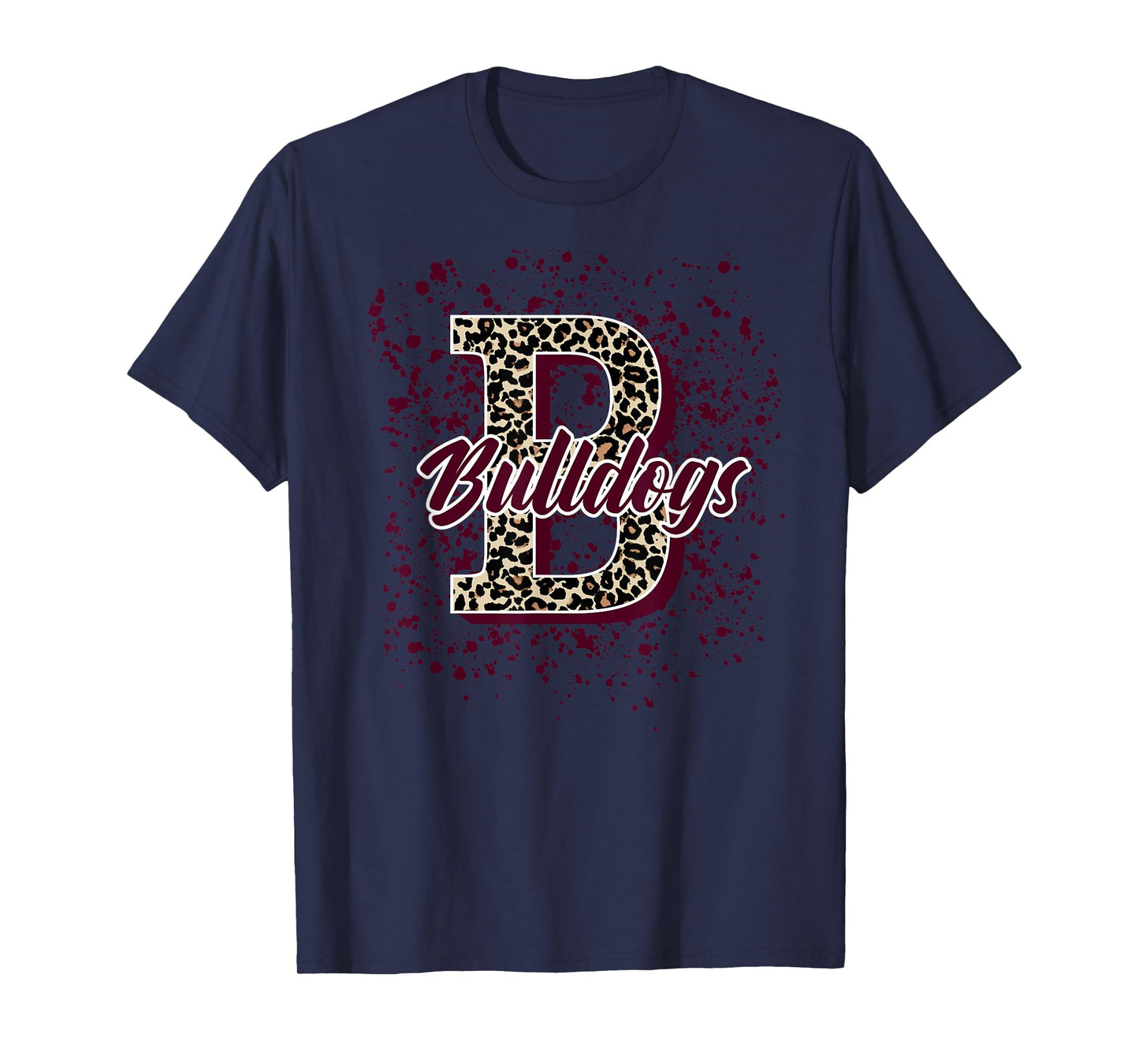 Bulldogs Splatter School Spirit Maroon Short Sleeve T-Shirt