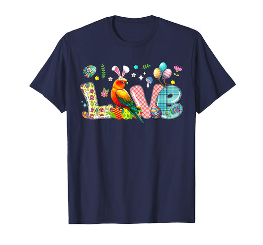 Love Easter Bunny Sun Conure Hunting Eggs Flowers Colourful T-Shirt