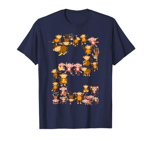 Toddler 2nd Birthday Monkey Themed 2 Year Old Monkeys Lovers T-Shirt