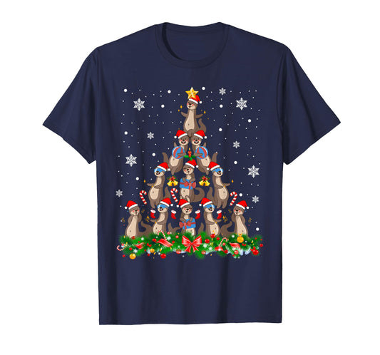 Santa ELF Reindeer Otter Christmas Tree T-Shirt