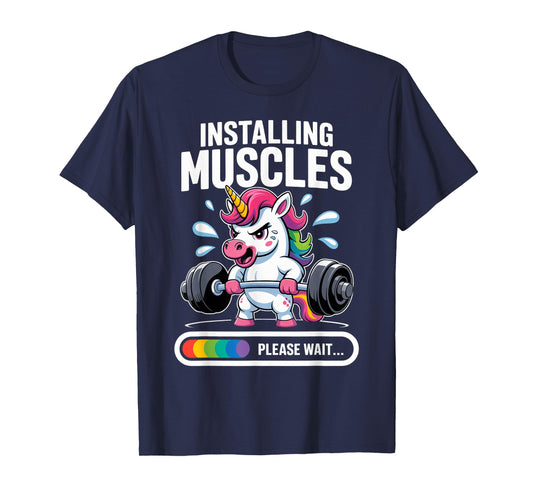 Funny Cute Unicorn Workout Gym Fitness Weightlifting T-Shirt