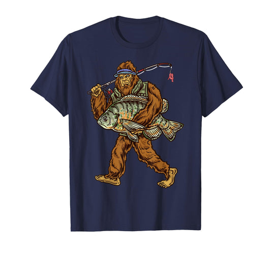 Northern Outdoors Bluegill Collection Black Fishing T-Shirt, Unisex-Adults, Short Sleeve, Small, Crew Neck, Classic Fit, Modern, Cartoon Bigfoot Pattern, All Seasons