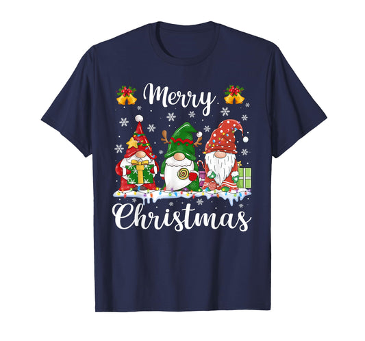 Merry Christmas Light Cute Gnomes Family Gnome Xmas Matching T-Shirt