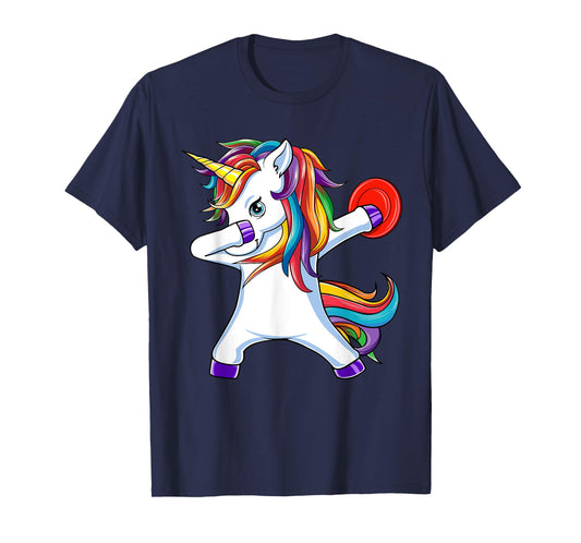 Dabbing Unicorn Funny Flying Disc Golf Player T-Shirt