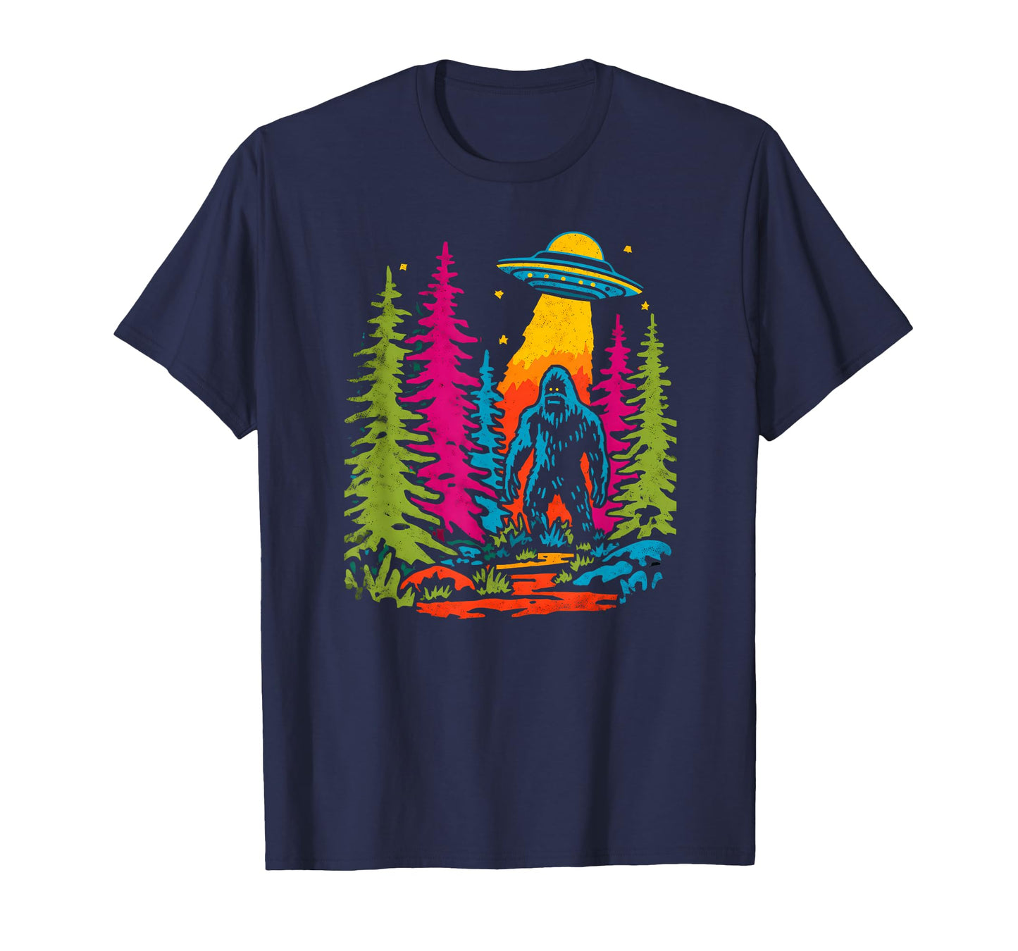 Funky Sasquatch Bigfoot Vintage UFO Abduction Cryptozoology T-Shirt