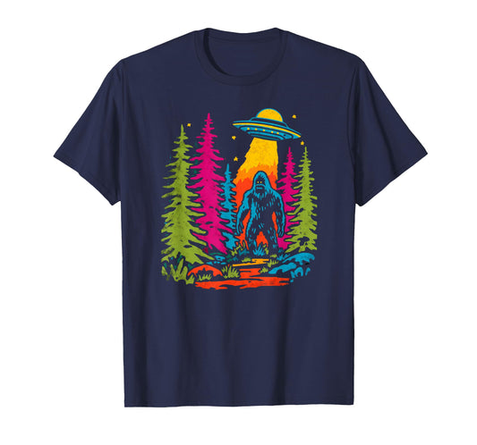Funky Sasquatch Bigfoot Vintage UFO Abduction Cryptozoology T-Shirt