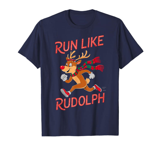 Reindeer Rudolph Christmas Running Runner Costume Marathon T-Shirt