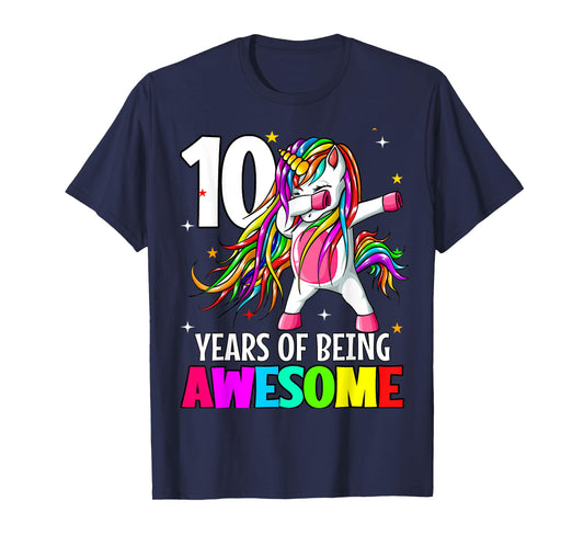 10th Birthday Dabbing Unicorn Party Gift 10 Years Old Girls T-Shirt