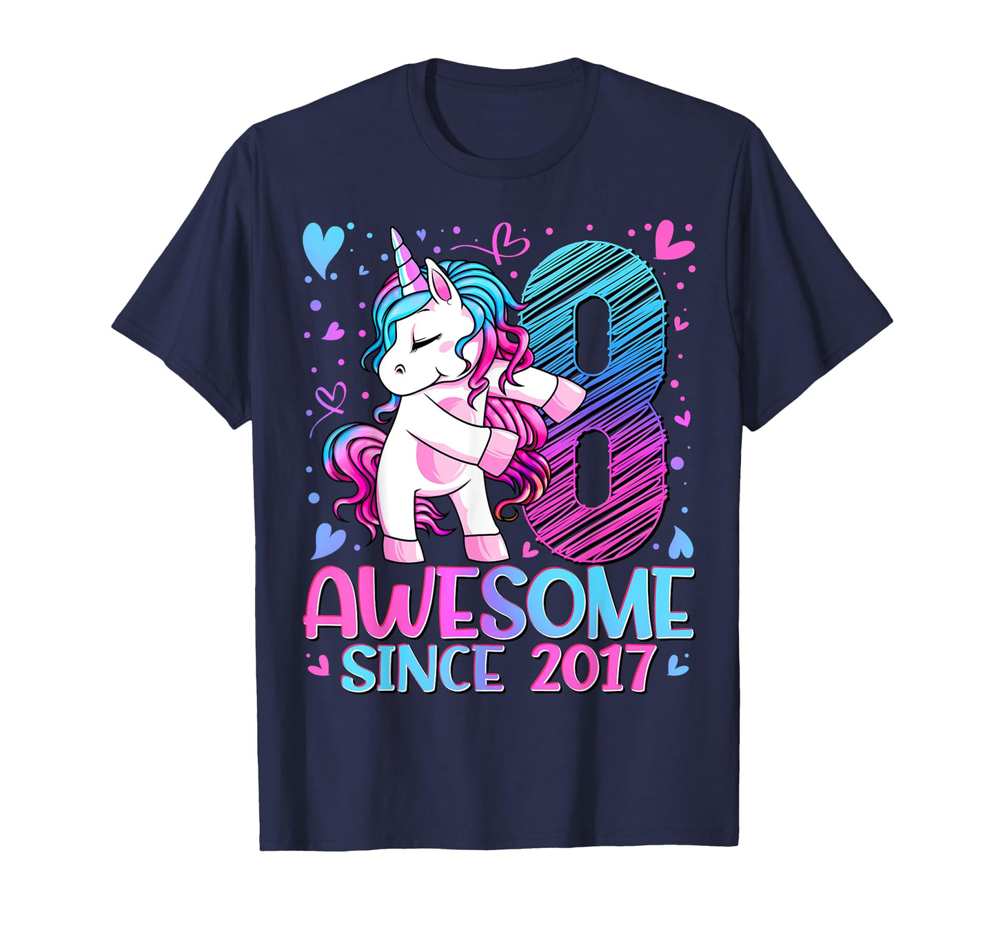 8 Year Old Unicorn Gifts For Girls 8th Birthday Girl Party T-Shirt