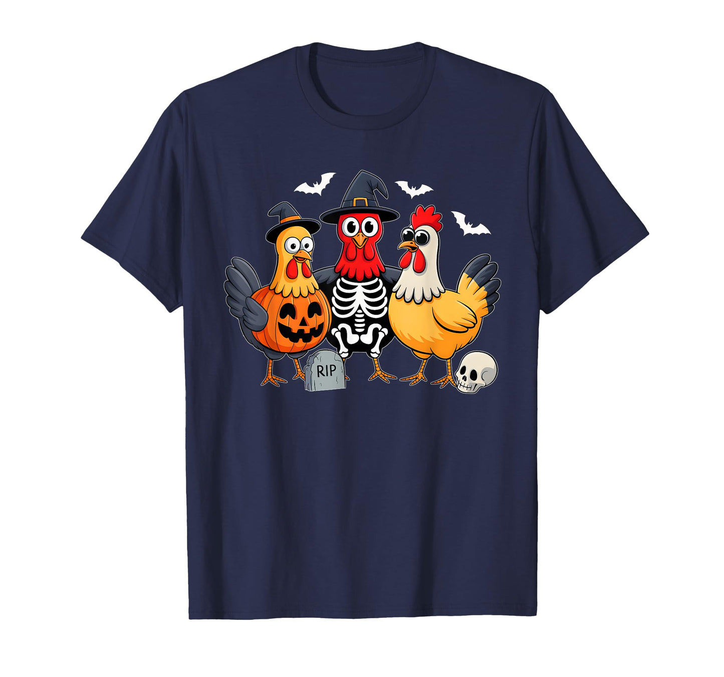 Halloween Chicken Witch Skeleton Pumpkin Men Women Farmer T-Shirt