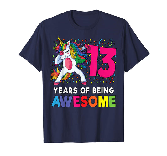 13th Birthday Dabbing Unicorn Party Gift 13 Years Old Girls T-Shirt
