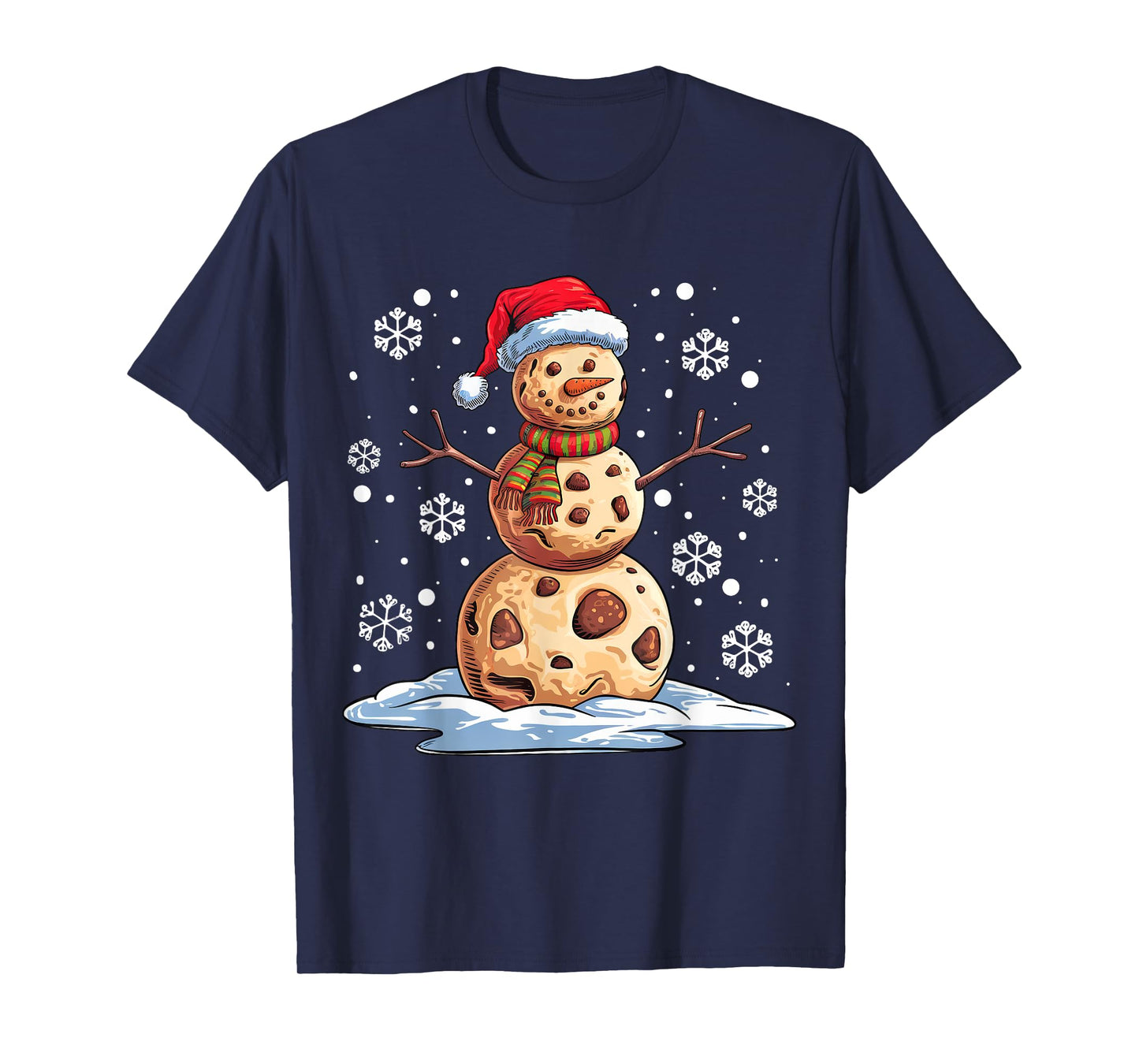 Chocolate Chip Cookies Snowman Santa Hat Christmas Funny T-Shirt