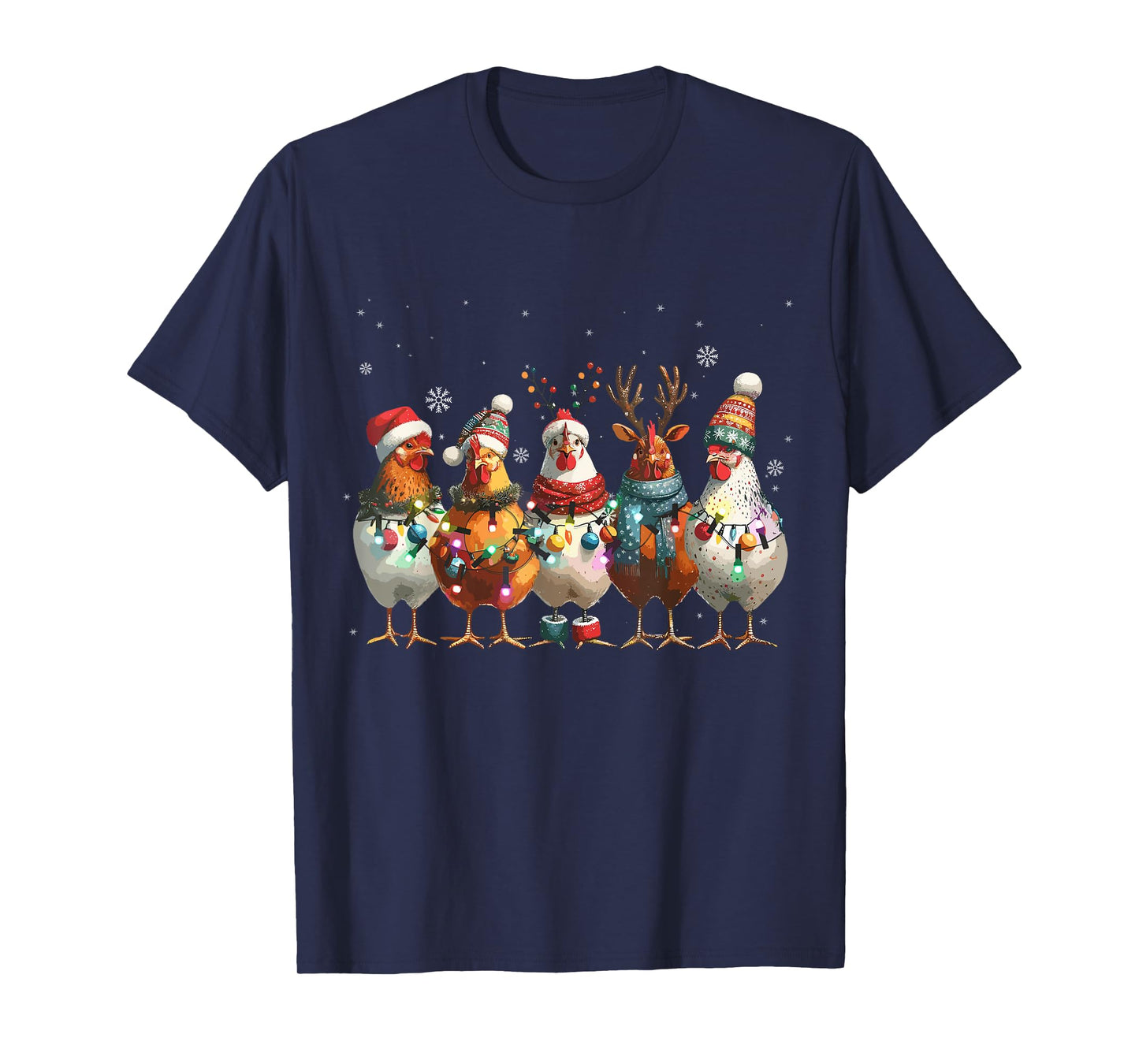 Christmas Lights Chicken Santa Funny Xmas Tree Chicken T-Shirt