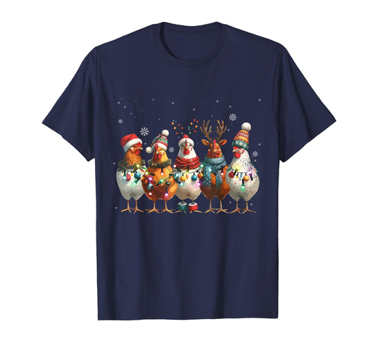 Christmas Lights Chicken Santa Funny Xmas Tree Chicken T-Shirt