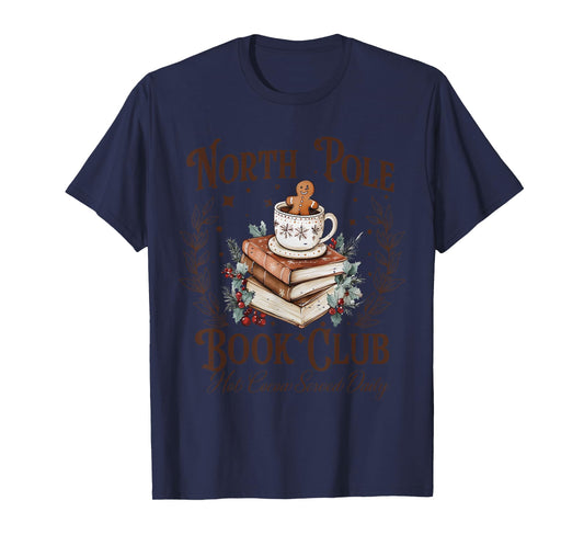 North Pole Book Club Hot Cocoa Served Daily Librarian Xmas T-Shirt