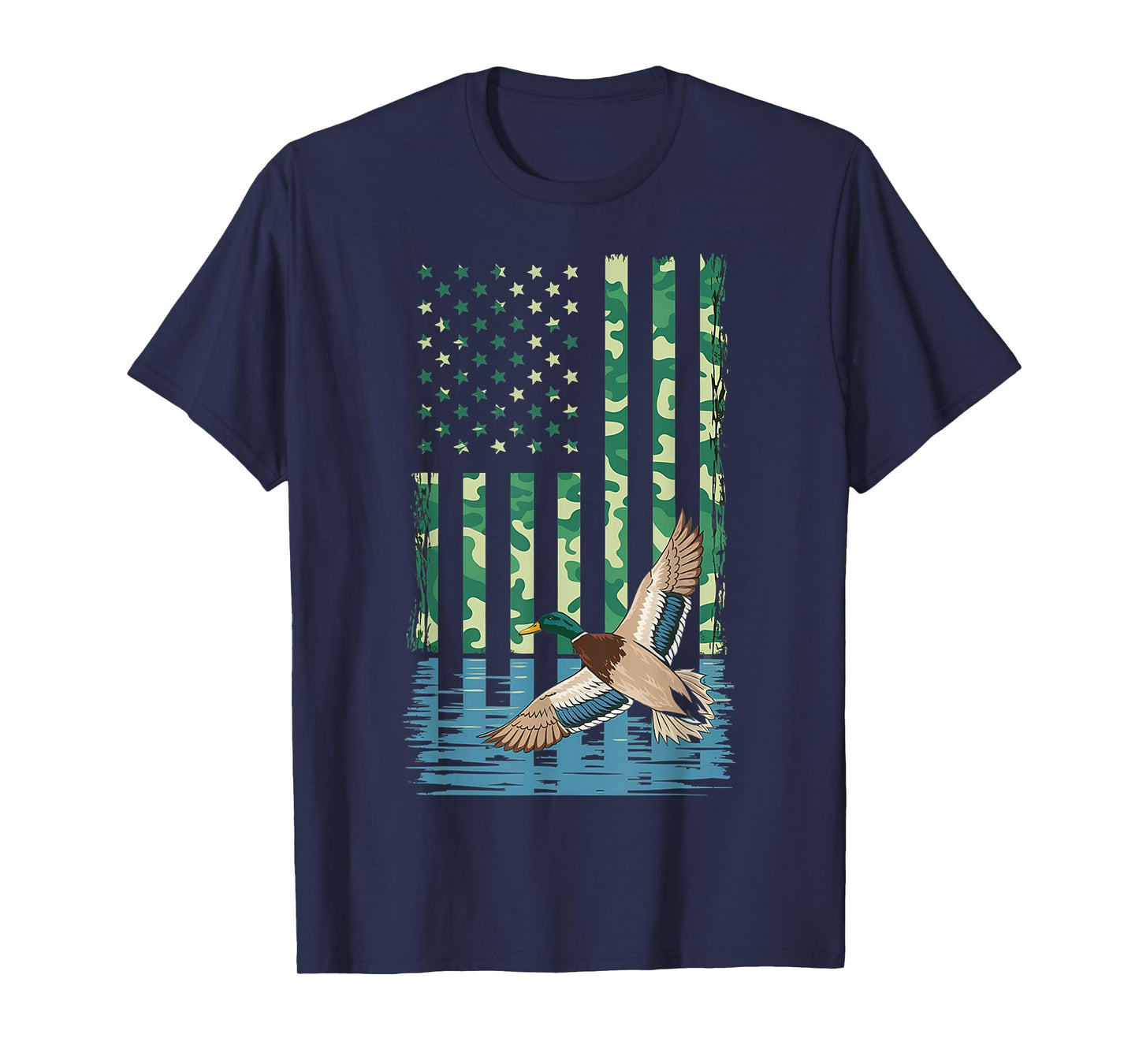Duck Hunting Shirt Camo American Flag Hunting Gifts Men Boys T-Shirt