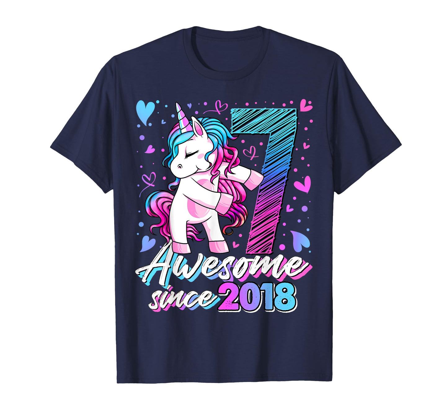 7 Year Old Unicorn Gifts For Girls 7th Birthday Girl Party T-Shirt