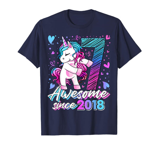7 Year Old Unicorn Gifts For Girls 7th Birthday Girl Party T-Shirt