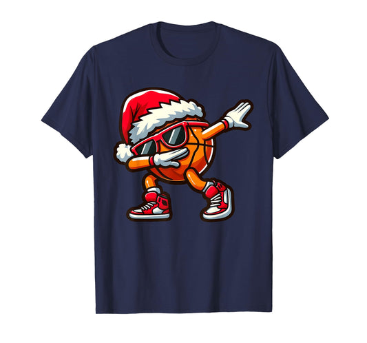 Dabbing Basketball Ball Christmas Funny Toddler Boys Pajamas T-Shirt