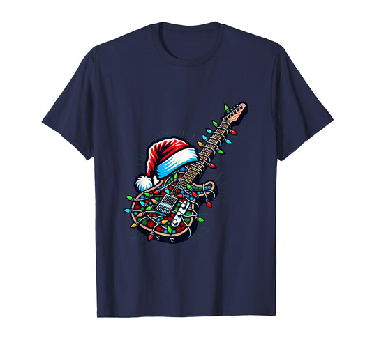 Rock & Roll Santa Xmas Guitarist Guitar Christmas Music T-Shirt