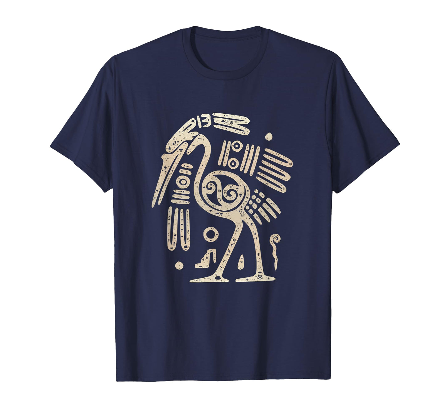 Mayan Indian Heron Crane Ancient Tribal Abstract Bird Style T-Shirt