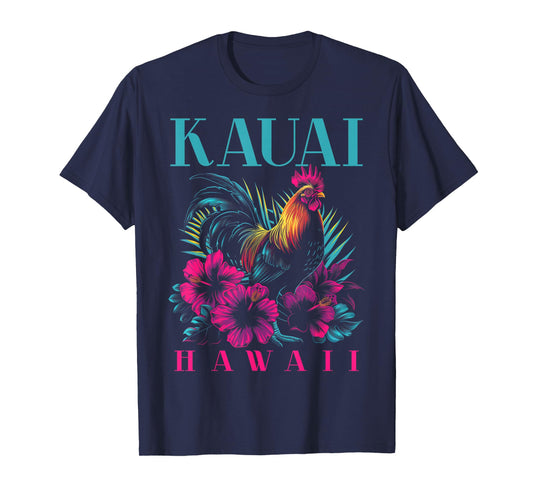 Kauai Hawaii Chicken Hawaiian Hibiscus Flowers Vintage T-Shirt