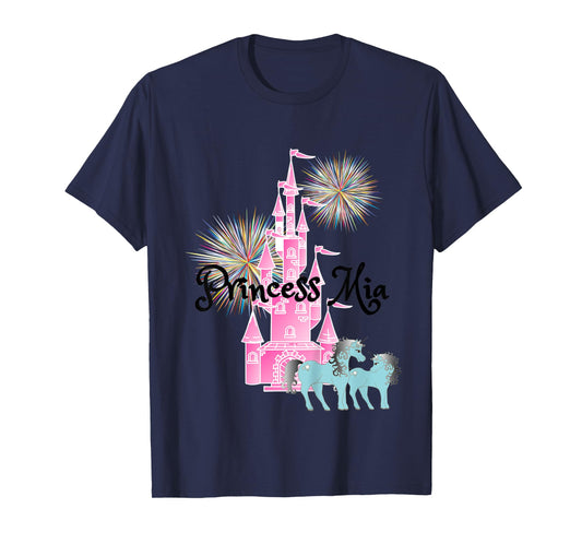 Kids Princess Mia Name Girls Personalized Custom T-Shirt