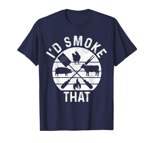 Chef Butcher BBQ I'd Smoke That Pork Beef Funny Father's Day T-Shirt