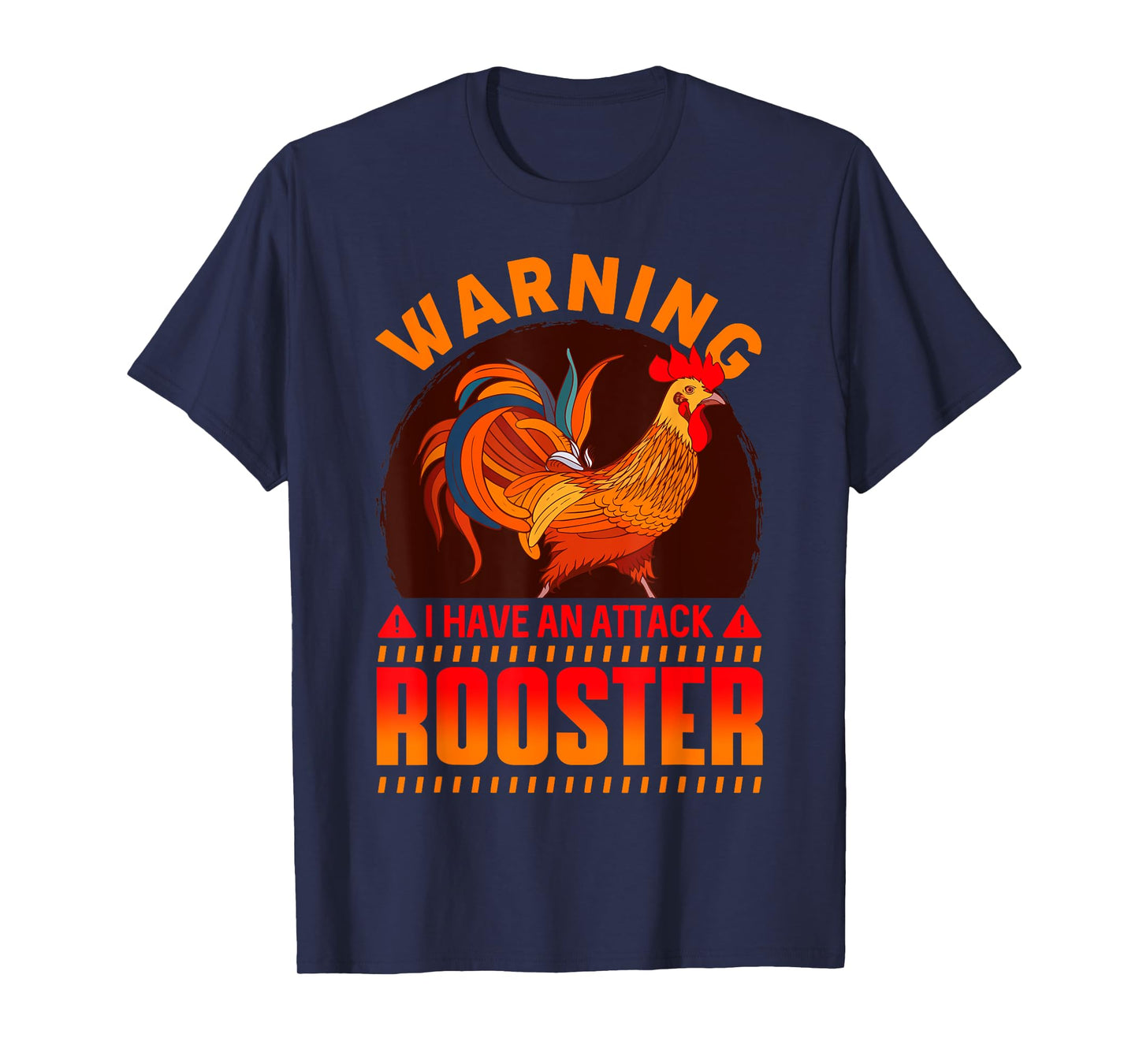 Warning Attack Rooster Look Out Funny Rooster Farm T-Shirt