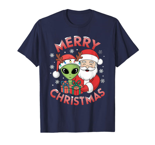 Cute Xmas Alien Santa on Alien Christmas T-Shirt