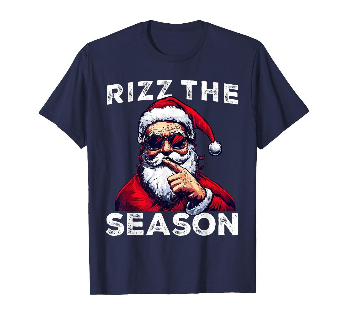 Rizz The Season Funny Santa Joke White Elephant Christmas T-Shirt