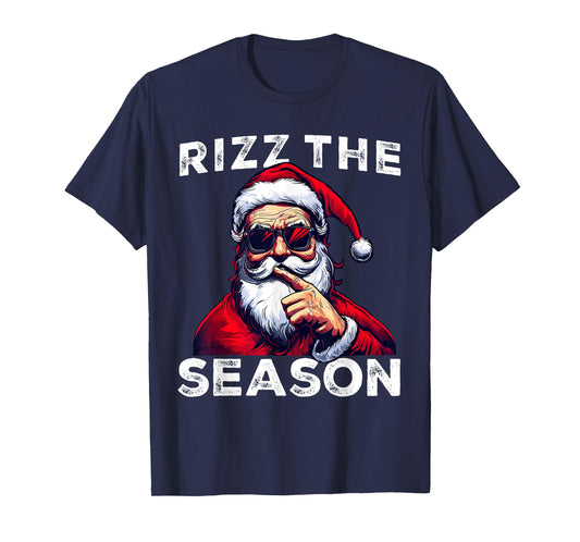 Rizz The Season Funny Santa Joke White Elephant Christmas T-Shirt