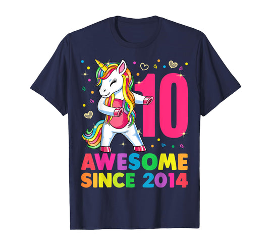 10 Years Old Unicorn Flossing 10th Birthday Girl Gift Party T-Shirt