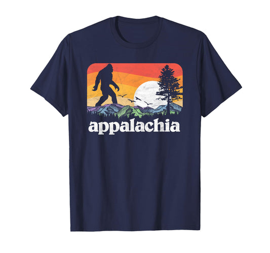Retro Appalachia Bigfoot Mountain & Trees Nature Outdoors T-Shirt