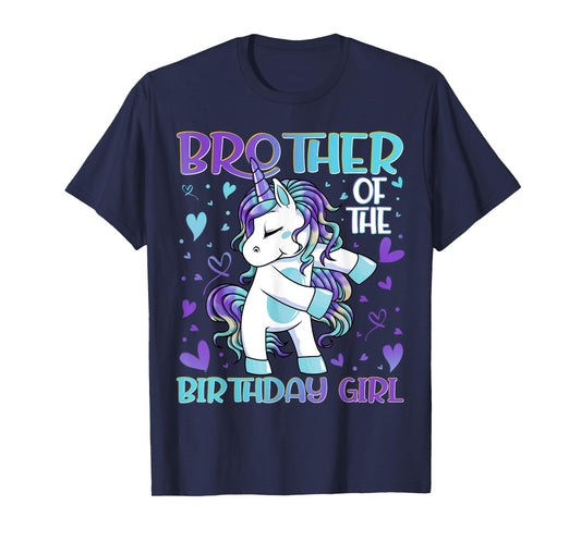 Brother of the Birthday Girl Flossing Unicorn Brother Gifts T-Shirt