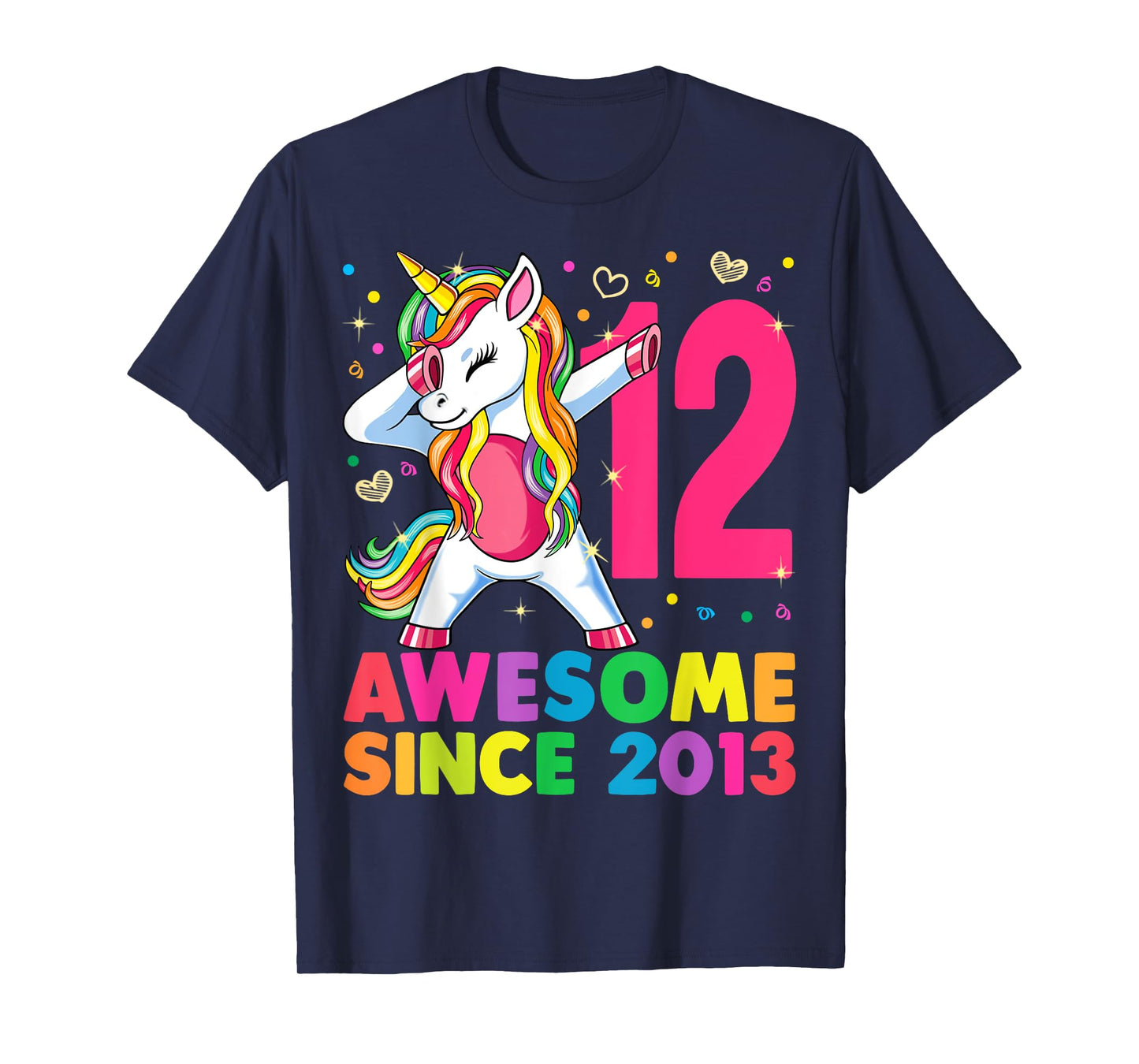 12 Years Old Unicorn Dabbing 12th Birthday Girl Gift Party T-Shirt
