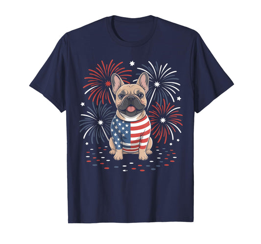 Cute French Bulldog USA American Flag Dog Lover 4th Of July T-Shirt for Men Women Kids