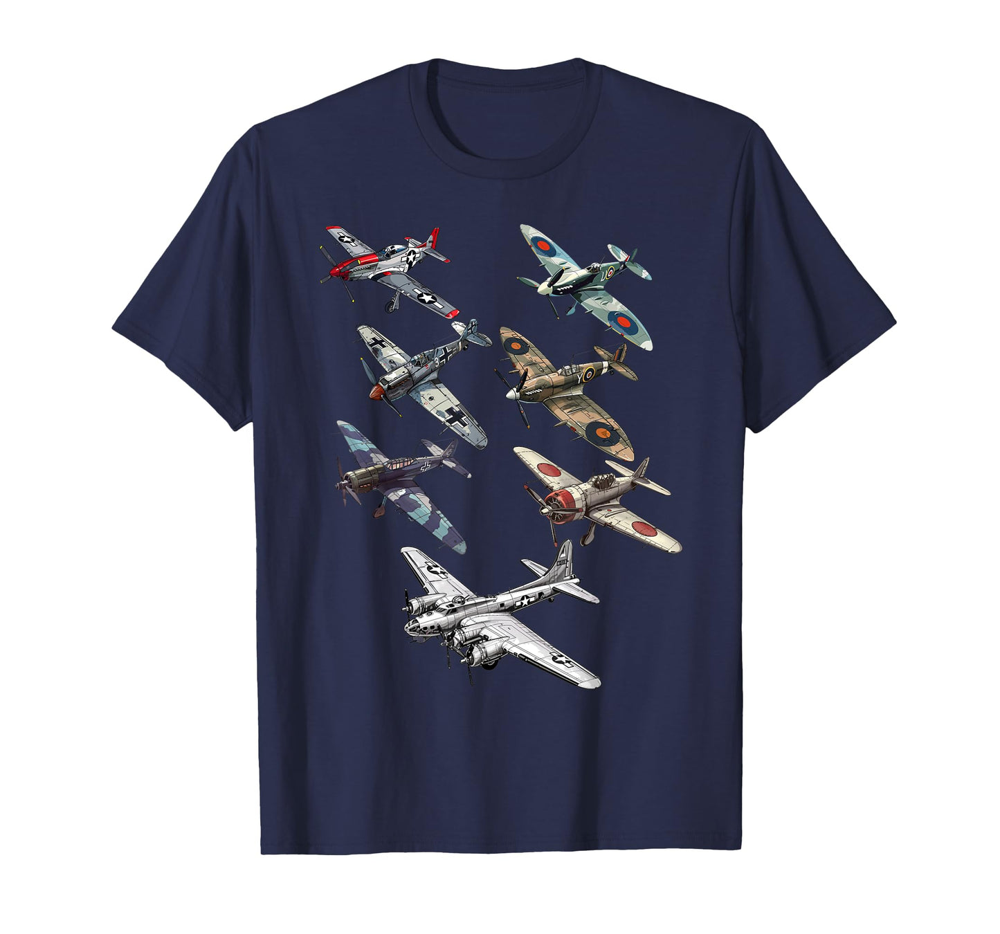 Military F&L Design Co. WW2 Warbirds P51 Messerschmitt B17 P40 Hobbyists T-Shirt, Small, Black