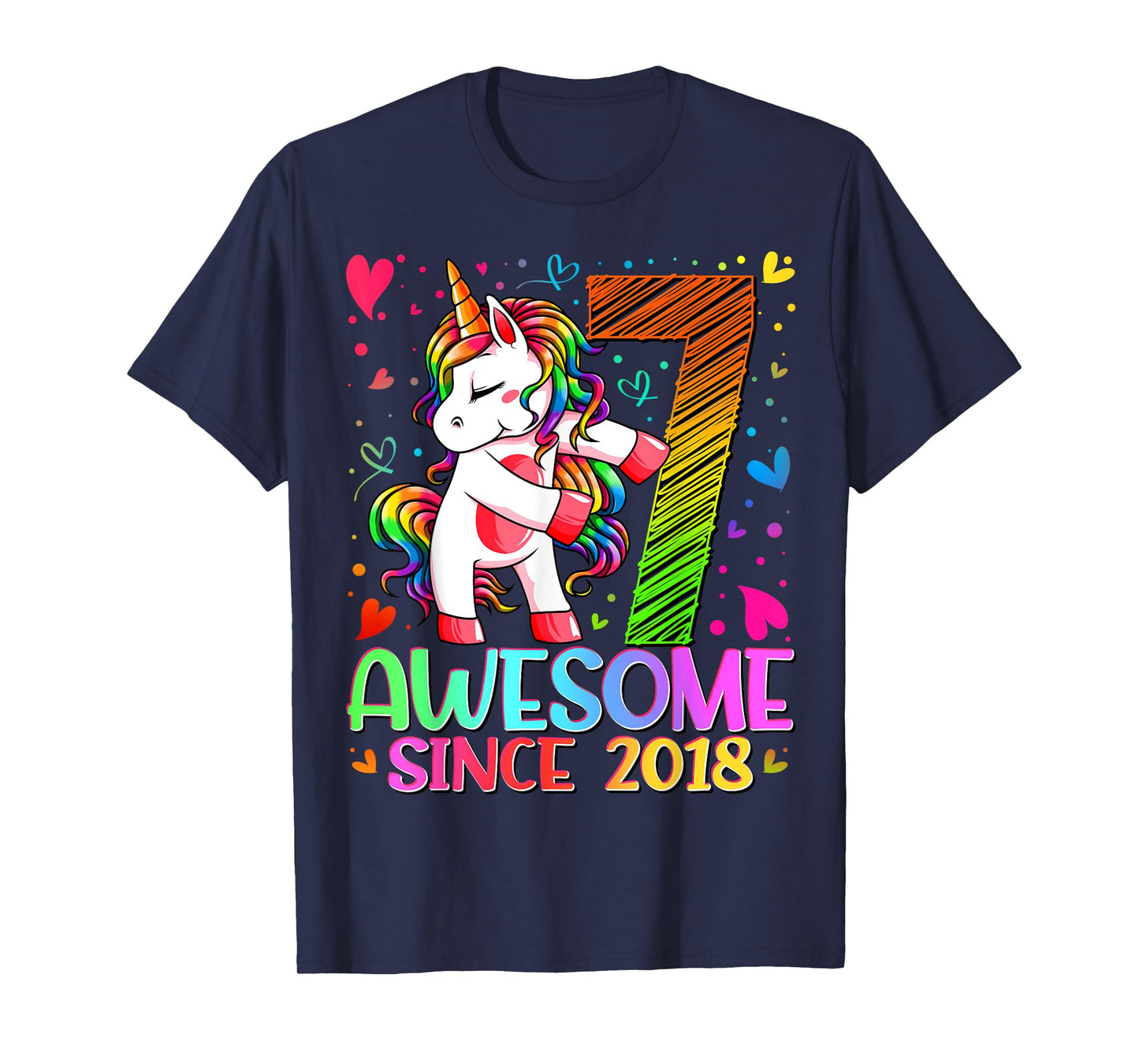 7 Year Old Unicorn Gifts For Girls 7th Birthday Girl Party T-Shirt