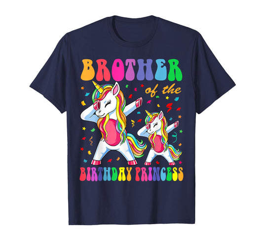Brother of the Birthday Princess Girl Dabbing Unicorn Family T-Shirt