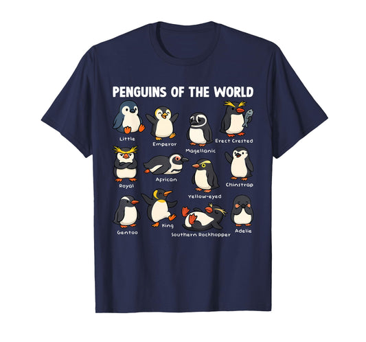Penguin Sea Animals of The World Kawaii Zoo Bird Lovers T-Shirt