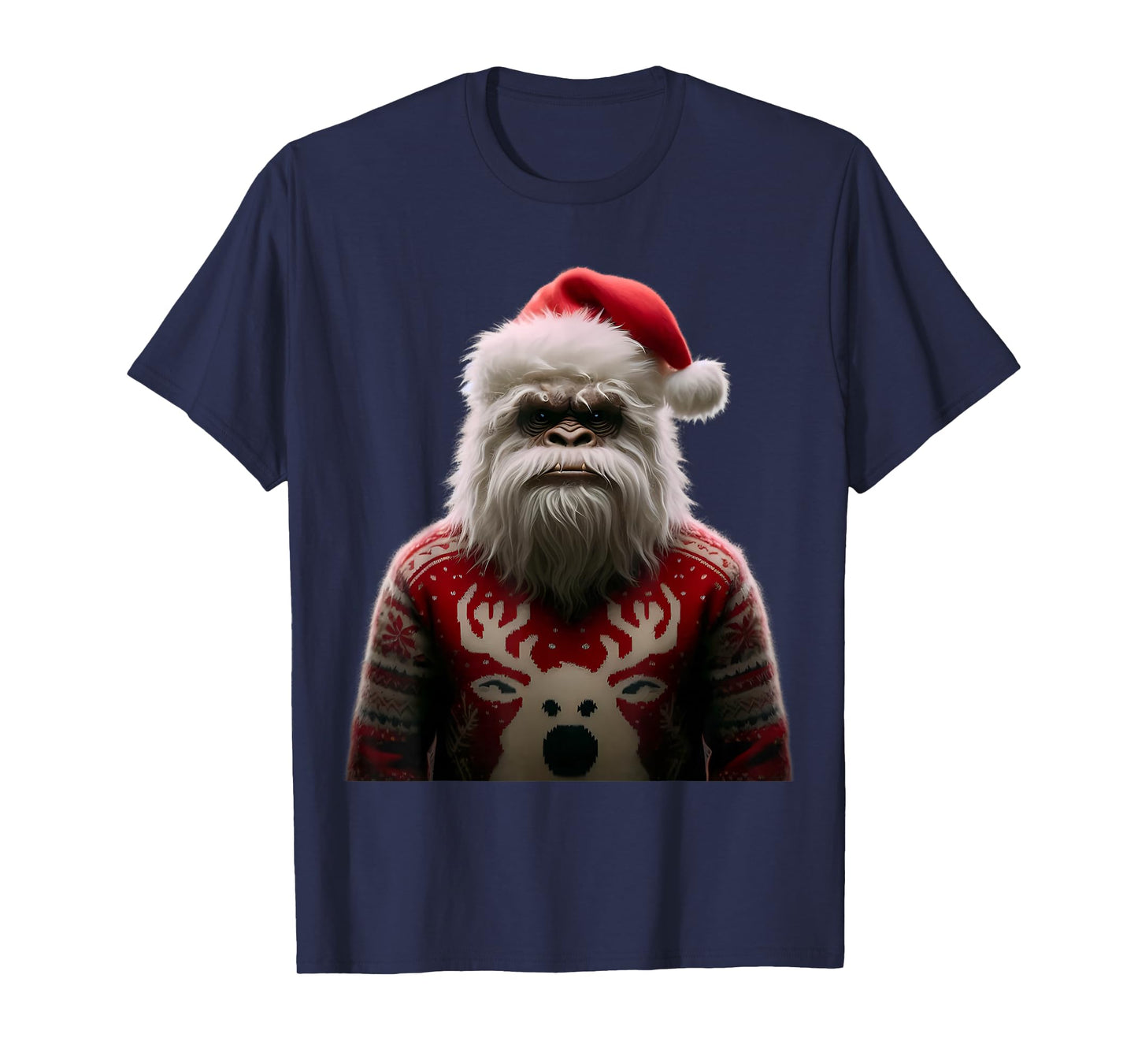 Yeti With Santa Hat Christmas Abominable Snowman Xmas Lover T-Shirt