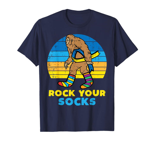 Down Syndrome Bigfoot Rock Your Socks Awareness Sasquatch T-Shirt