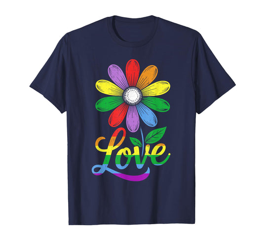 Pride Shirts Retro Flower Rainbow Ally LGBTQ Gay Pride Gift T-Shirt